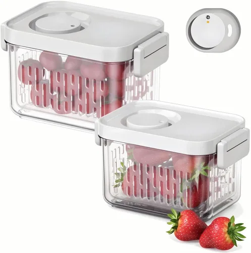 Miniatura 9 de Vacane Produce Saver, Contenedores de almacenamiento de frutas, Contenedores de productos con coladores, Contenedores para bayas, 3.8 tazas