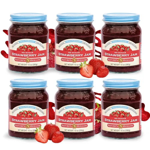 Miniatura 10 de Nature's Hollow Mermelada de arándanos: mermelada y conservas sin azúcar, baja en calorías, sin OMG, mermelada cetogénica, vegana, sin gluten y apta