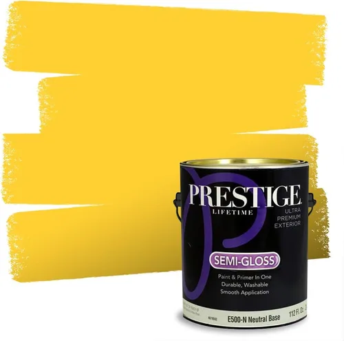 Miniatura 132 de PRESTIGE Pinturas Pintura Exterior e Imprimación En Uno, 1 Galón, Satinado, Pareja Comparable de Benjamin Moore* Amarillo* 320BM-PCM