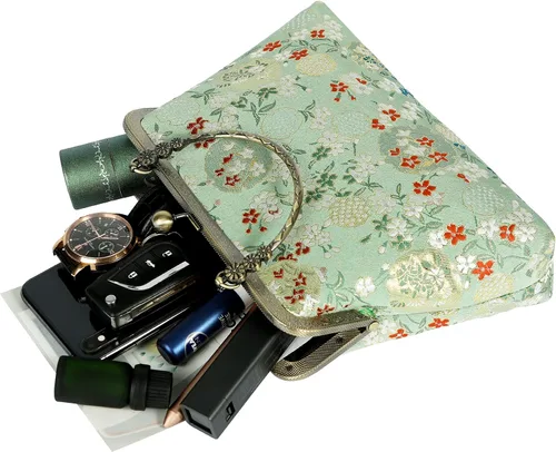 Miniatura 147 de Bolso floral con asa superior, bolso de noche Kiss Lock para mujer, bolso vintage