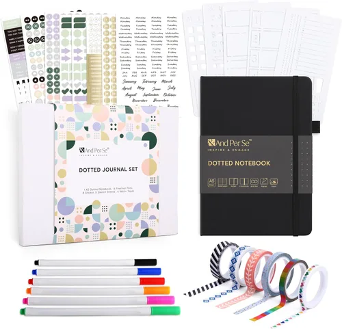 Miniatura 54 de &And Per Se Juego de diario y bolígrafo forrados (3 paquetes), cuaderno de tapa dura de cuero A5 con bolígrafo y juego de papelería, 160 páginas