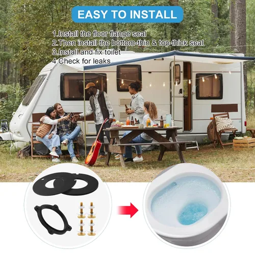 Miniatura 5 de 385311462 & 385310063 Kit de sellado de brida de inodoro para RV, compatible con sellador/VacuFlush, 385316140,385311462 RV Flush Seal y 385310063