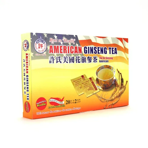 Miniatura 2 de Hsu's Bolsas de té de ginseng americano 100% sin cafeína cultivada en Wisconsin, vegano, sin gluten, té de hierbas para el bienestar, 20 bolsas