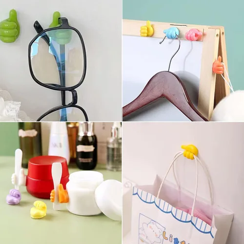 Miniatura 6 de CERETIA 18 ganchos de silicona autoadhesivos para el pulgar, ganchos de pared multifuncionales para clip de cable, soporte para llaves, ganchos