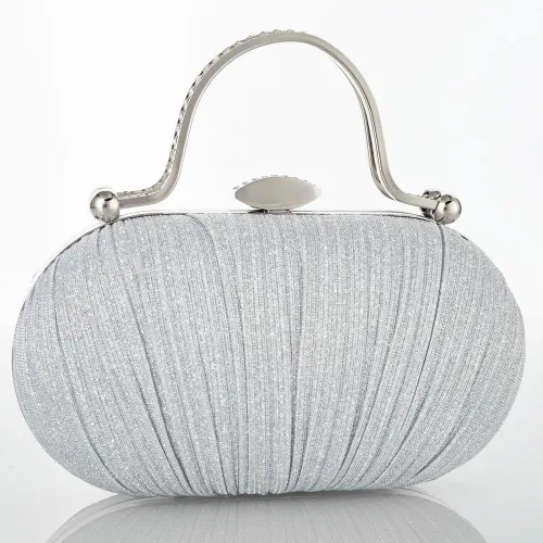 Miniatura 2 de YYW Bolso de mano plisado con purpurina para mujer, bolso de noche con asa superior para fiesta, boda nupcial