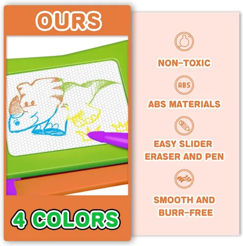 Miniatura 6 de Mini tablero magnético de dibujo de 16 piezas, 4 colores tamaño de viaje, borrable, juguete de mesa para garabatos, pequeño bloc de dibujo