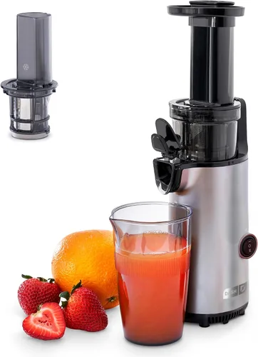 DASH Exprimidor Lento Masticador Compacto Deluxe, Exprimidor de Prensa en Frío Fácil de Limpiar con Cepillo, Taza Medidora de Pulpa, Accesorio para