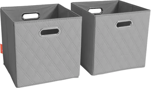 Miniatura 9 de Juego de 2 cestas de almacenamiento plegables beige