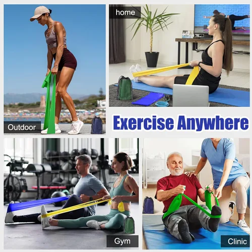 Miniatura 7 de Bandas de Resistencia Planas para Fisioterapia y Rehabilitación, Pilates, Yoga, Bandas Elásticas de Látex para Entrenamiento de Resistencia