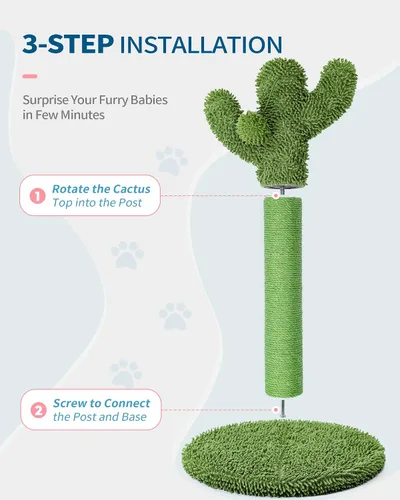 Miniatura 6 de Made4Pets Poste Rascador para Gatos, 21.7" Rascador de Gatos con Forma de Cactus, Poste Rascador para Gatitos con Cuerda de Sisal Natural para Gatos