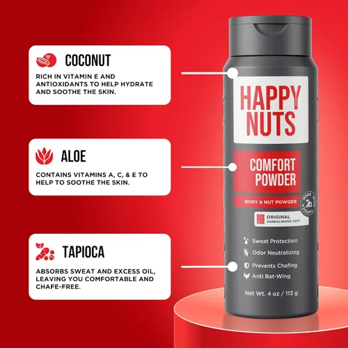 Miniatura 5 de HAPPY NUTS Desodorante en polvo Comfort para hombres: antirozaduras, sudor y control de olores para picazón deportista, sin aluminio, regalo