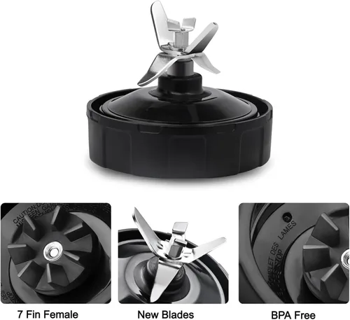 Miniatura 6 de Paquete de 2 piezas de repuesto para licuadora Ninja – Cuchilla de licuadora Ninja de grado premium de 7 aletas para vasos de licuadora Ninja