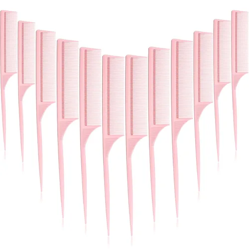 Miniatura 8 de Leinuosen Juego de 10 peines de cola de rata, peine de separación, trenzado de cabello, peine de dientes finos para mujeres, resistente al calor