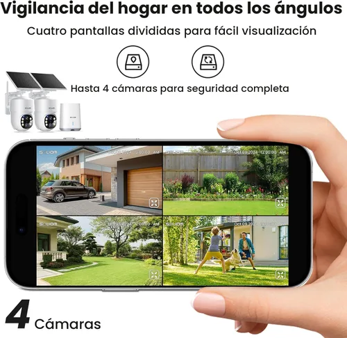 Miniatura 6 de SOLIOM - Cámaras de seguridad de 5MP inalámbricas para exteriores, sin suscripción y energía solar, paquete de 2 cámaras de seguridad para el hogar