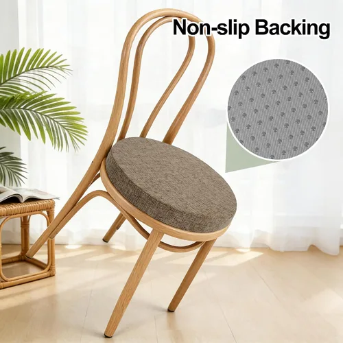Miniatura 5 de Tromlycs Almohadilla de Cojín de Asiento Redondo para Silla de 14 Pulgadas para Sillas de Taburete Circular Cojín de Espuma Decorativo Beige
