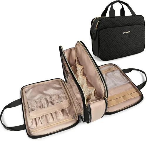 Miniatura 11 de BAGSMART Neceser grande, organizador de maquillaje de viaje, resistente al agua, bolsa de cosméticos para maquillaje, bolsa de viaje