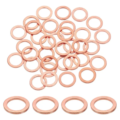 Miniatura 22 de uxcell 75 anillos de sellado de arandela plana M36 de cobre, 1.417 in ID 1.654 in OD 0.059 in de grosor, arandelas de trituración de cobre, junta