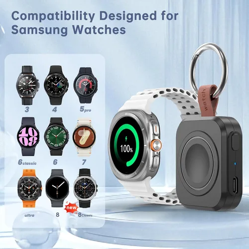 Miniatura 2 de para Cargador de Samsung Galaxy Watch, Cargador Portátil de 1200 mAh para Samsung Galaxy Watch 8/8 Classic/7/Ultra/6/6 Classic/5/5 Pro/4/3, Active