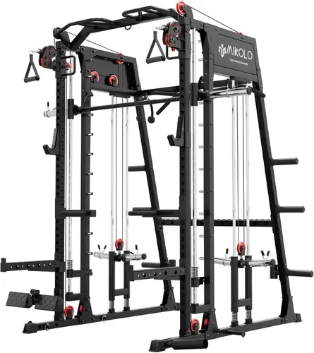 Mikolo M4 2.0 Standard/Ultra/Elite Smith Machine, estante para sentadillas de 2200 libras con sistema LAT-Pull Down y máquina cruzada de cables,