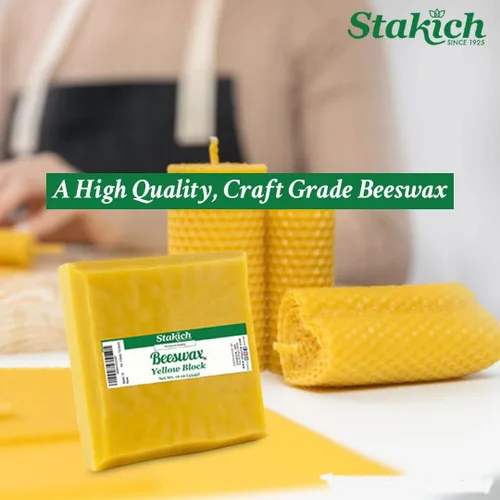 Miniatura 3 de Bloque de cera de abejas amarilla pura Stakich. 100% natural, grado artesanal y calidad premium