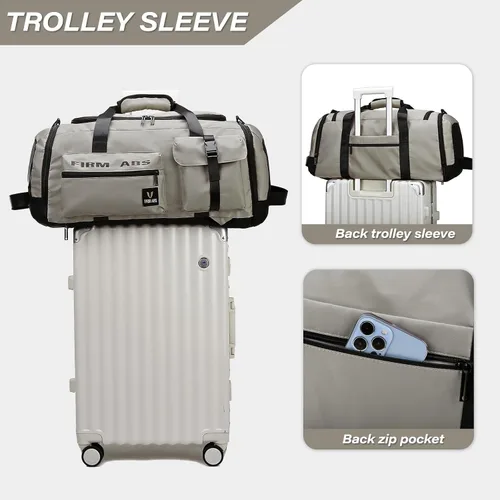 Miniatura 6 de Bolsa de gimnasio para hombres y mujeres, 65L de gran capacidad, bolsa de viaje 3 en 1, mochila convertible con compartimento para zapatos