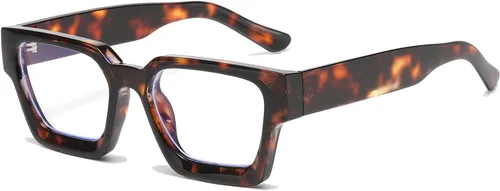 Miniatura 10 de LJCZKA Gafas cuadradas con bloqueo de luz azul para mujeres y hombres, marco grueso, anteojos para juegos de computadora, anteojos antifatiga ocular