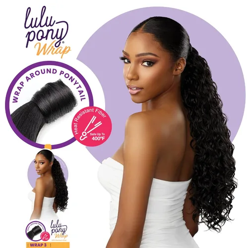 Miniatura 2 de Sensationnel Lulu Pony Wrap - Cola de caballo yaki sintética de alto calor o hasta hacer pieza de peluca - LULU PONY Wrap 3 (2 MARRÓN OSCURO)
