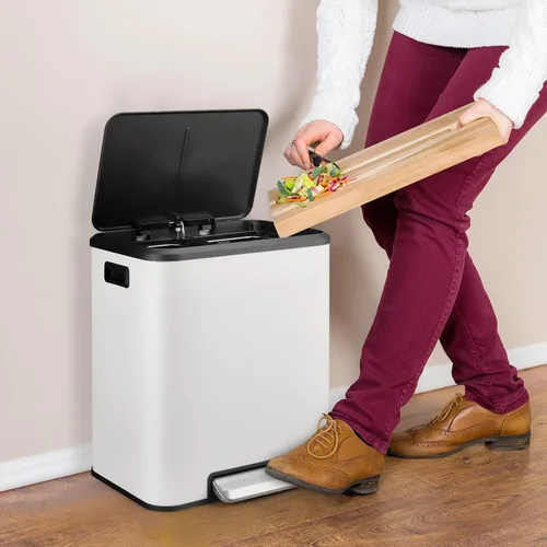 Miniatura 8 de GAOMON Cubo de Basura Dual Rectangular, Papelera de Acero Inoxidable con Tapa, 30 Litros (2 X 15 L), Papelera con Combinación de Reciclaje, Tapa