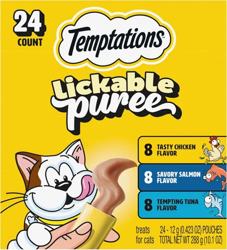 Miniatura 21 de Temptations Paquete variado de puré cremoso de golosinas para gatos lamibles, tubos de 0.42 onzas, 48
