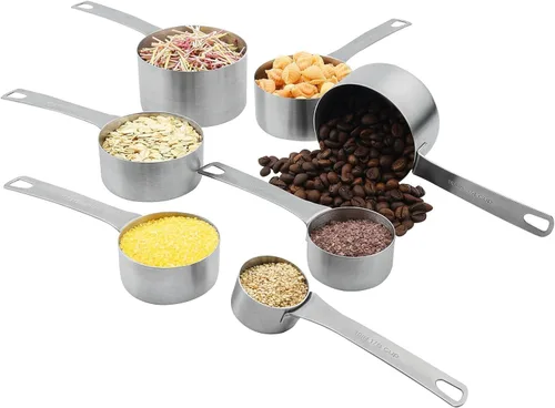 Miniatura 3 de Juego de tazas medidoras para herramientas de cocina y hornear, juego de tazas medidoras de acero inoxidable 18/8 (304), material de acero