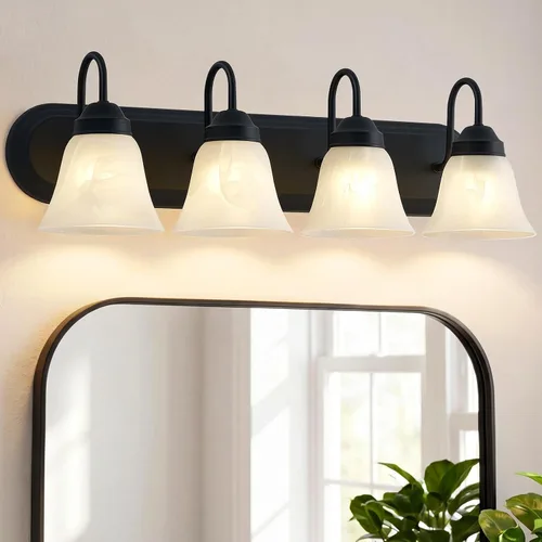 Miniatura 11 de EJIAXIN Lámpara de baño de 3 luces sobre espejo – Accesorios de iluminación vintage para baño, lámpara de pared fácil de instalar, luces de tocador
