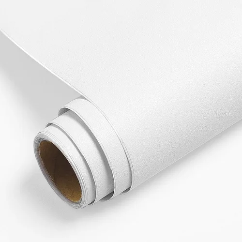 YENHOME Papel tapiz de vinilo de cocina de 24 x 393 pulgadas para armarios, papel adhesivo blanco para dormitorio, papel adhesivo blanco sólido para