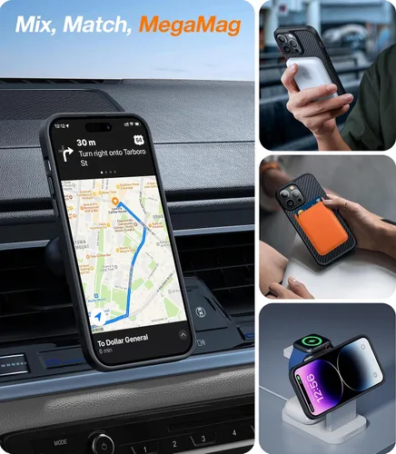Miniatura 3 de TORRAS Funda Magnética Mejorada Más Fuerte para iPhone 14 Pro, 12 pies de grado militar probada contra caídas, compatible con MagSafe, resistente a