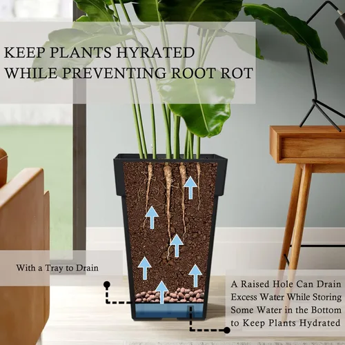 Miniatura 4 de kubvici Macetas de 20 pulgadas de alto para plantas de exterior e interior, juego de 2 macetas grandes de plástico para plantas, macetas