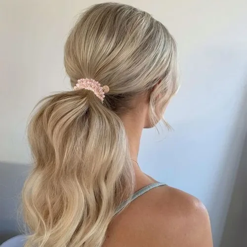 Miniatura 4 de Brinie Bandas elásticas para el cabello, bandas elásticas blancas para el cabello, bandas para el cabello con cuentas para coleta, accesorios