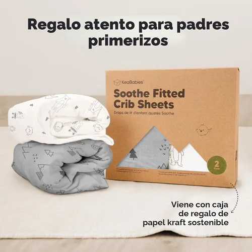 Miniatura 9 de KeaBabies Paquete de 2 sábanas orgánicas para cuna para niños y niñas, sábana bajera ajustable de 52 x 28 pulgadas, funda de algodón de jersey Bosque