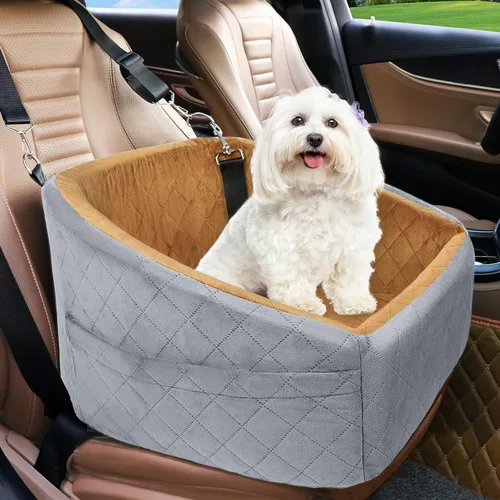 Miniatura 13 de NEEZUKAR Asiento de automóvil para perros pequeños, asiento elevador desmontable y lavable para perros de menos de 30 libras, asiento de automóvil