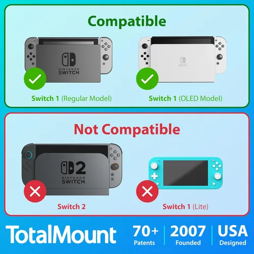 Miniatura 6 de TotalMount Soporte de Pared para Nintendo Switch 1 (Monta Switch 1 detrás de la TV) – Switch 1 Negro Interruptor 1 Gris