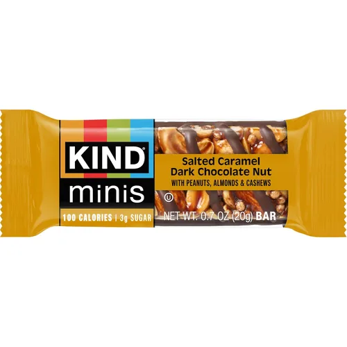 Miniatura 3 de KIND Bar Minis, caramelo salado con nueces de chocolate negro y chocolate negro almendra, paquete variado, sin gluten, 100 calorías, bajo en azúcar