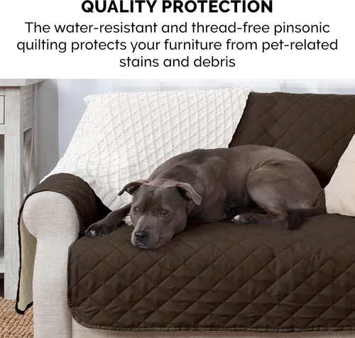 Miniatura 10 de Furhaven Protector de silla reversible y resistente al agua para perros, gatos y niños, funda acolchada Pinsonic de dos tonos para muebles de sala