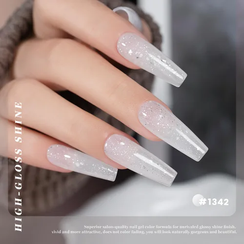 Miniatura 3 de RARJSM Esmalte de uñas de gel con purpurina de nieve, diamante brillante, gel de uñas de color blanco lechoso con pigmentos plateados y brillantes