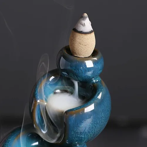 Miniatura 4 de Creative Kiln Turns - Quemador de incienso de reflujo azul izquierdo y derecho, planeta cósmico, humo, cascada, quemador de incienso, aromaterapia