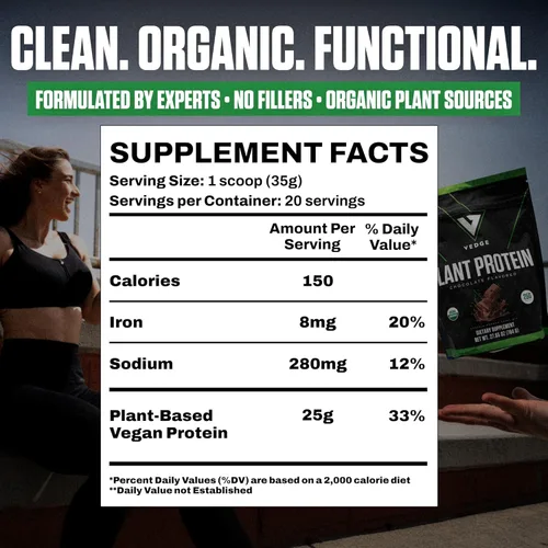 Miniatura 3 de VEDGE Proteína vegana en polvo – Proteína vegetal en polvo con guisante, calabaza y girasol – USDA orgánico, aminoácidos, sin lácteos, sin gluten