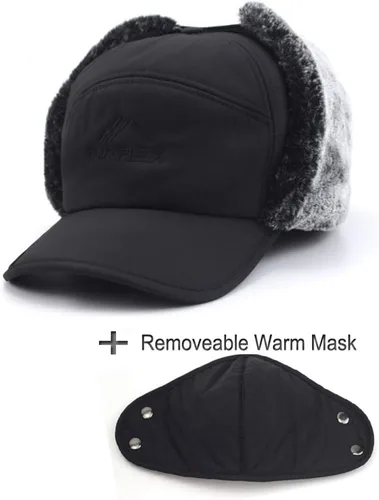 Miniatura 4 de Sombrero de trampero de invierno, sombreros de caza, gorro de Ushanka ruso térmico de piel sintética, orejera, sombrero de esquí a prueba de viento