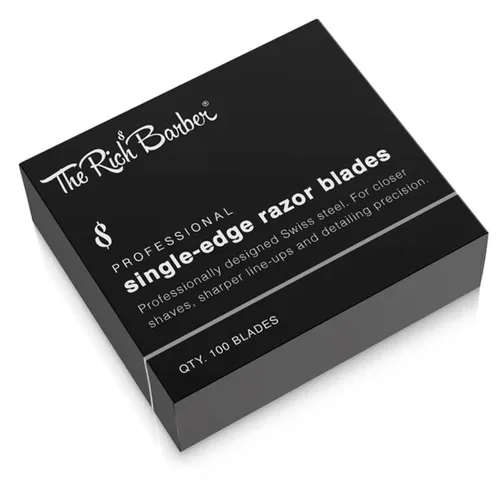 The Rich Barber Cuchillas de afeitar de un solo filo diseñadas para el soporte de afeitado de borde recto, (paquete de 100)