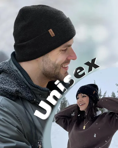 Miniatura 6 de FURTALK Gorro de invierno con forro polar para hombre, doble capa, elegante, tejido con puños, sombrero liso