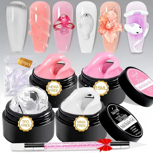 Miniatura 11 de NAILGIL - Gel 3D para arte de uñas, sin hemas, 3.53 oz de gel sólido constructor para esculpir las manos no pegajosas para extensiones, modelado