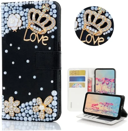 Miniatura 5 de Bling Wallet - Funda para teléfono compatible con OnePlus Nord N30 5G, elegante, hecha a mano en 3D con diseño de mariposas y flores, diseño floral