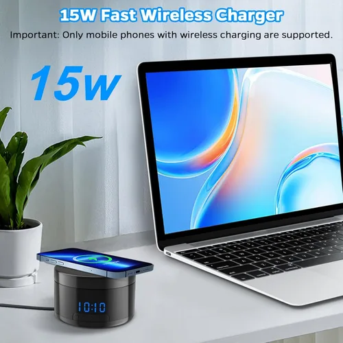 Miniatura 4 de Cámara interior con reloj y carga inalámbrica, cámaras WiFi de 1080P para el hogar, cámara de seguridad con detección de movimiento, visión