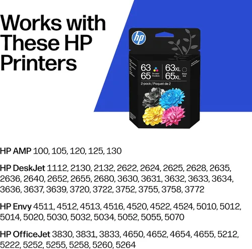 Miniatura 2 de HP Original 63/65XL negro alto rendimiento + 63/65 tricolor Works DeskJet 1110, 2100, 2600, 3600, 3700, Envy 4500, 5010, 5050, 5070, OfficeJet